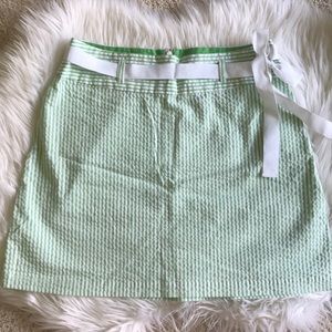 Green and white skirt